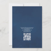 Waterverf Navy en Blush Bloemencode met QR voor Tr Kaart (Achterkant)