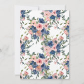 Waterverf Navy en Blush Floral Bat Mitzvah Foto Bedankkaart (Achterkant)