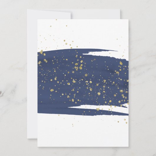 Waterverf Navy en Gold Bridesmaid Luncheon Kaart (Achterkant)