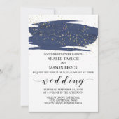 Waterverf Navy en Gouden Bruiloft met Glitters Kaart (Voorkant)