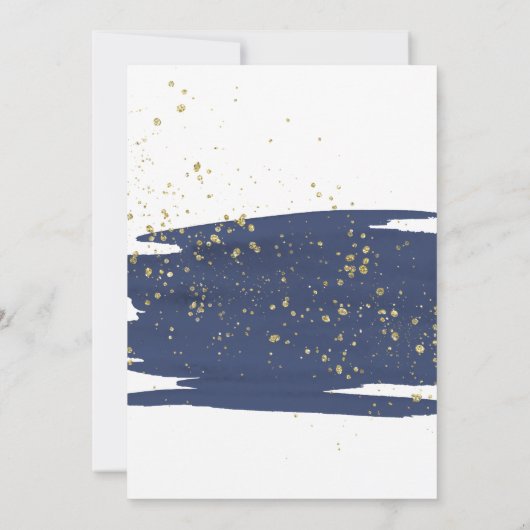Waterverf Navy en Gouden Bruiloft met Glitters Kaart (Achterkant)