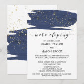 Waterverf Navy en Gouden Elopement Ontvangst Kaart (Voorkant / Achterkant)