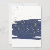 Waterverf Navy en Gouden Elopement Receptie Kaart (Achterkant)