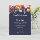 Waterverf Navy Floral Vrijgezellenfeest Kaart (Staand voorkant)