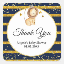 Waterverf Navy Gold Lion bedankje