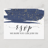 Waterverf Navy & Gold Song Request RSVP Briefkaart (Voorkant)