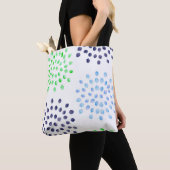 Waterverf Navy Groen Licht Blauw Bloemblad Tote Bag (Dichtbij)