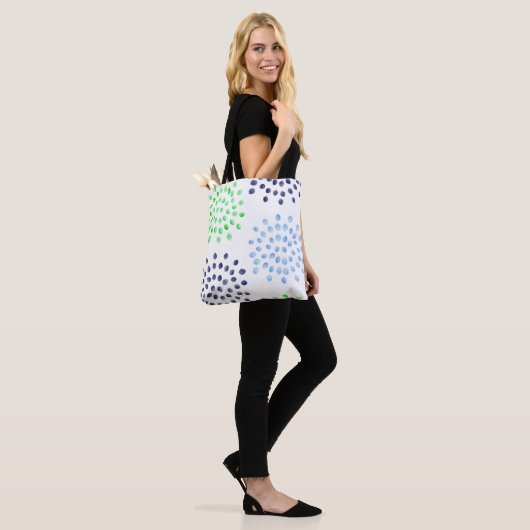 Waterverf Navy Groen Licht Blauw Bloemblad Tote Bag (Op model)
