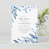 Waterverf Navy Indigo laat Baby shower Kaart (Staand voorkant)