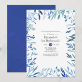 Waterverf Navy Indigo laat Bridesmaids Luncheon Kaart (Voorkant / Achterkant)