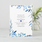 Waterverf Navy Indigo laat repetitief eten Kaart (Staand voorkant)