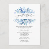 Waterverf Navy Indigo verlaat bruiloft gastendetai Informatiekaartje (Voorkant)