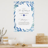 Waterverf Navy Indigo verlaat bruiloft welkom Poster (Keuken)