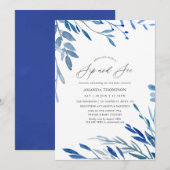 Waterverf Navy Indigo verlaat Sip en zie feest Kaart (Voorkant / Achterkant)