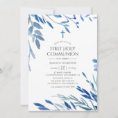 Waterverf Navy Indigo verliest eerste communie Kaart (Voorkant)