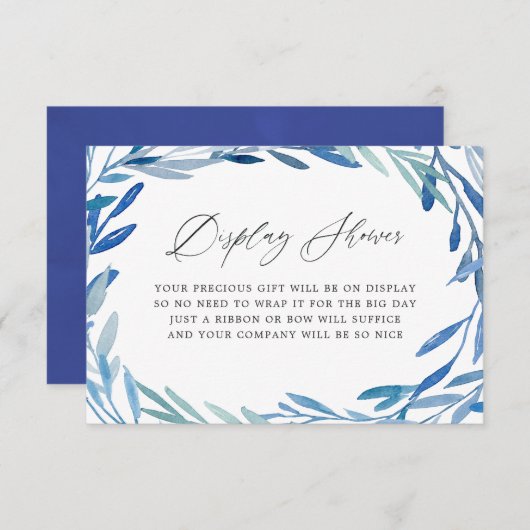 Waterverf Navy Leaf Vrijgezellenfeest Display Douc Informatiekaartje (Voorkant / Achterkant)