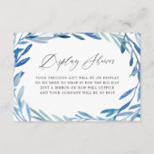 Waterverf Navy Leaf Vrijgezellenfeest Display Douc Informatiekaartje (Voorkant)