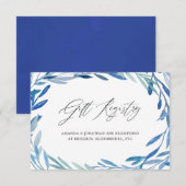 Waterverf Navy Leaf Vrijgezellenfeest Gift Registr Informatiekaartje (Voorkant / Achterkant)