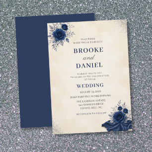 Waterverf Navy Roze Beige Bruiloft Gordijnen Kaart