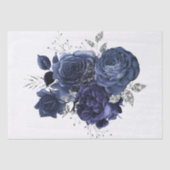 Waterverf Navy Silver Floral Bouquet Tissuepapier (Voorkant)
