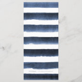 Waterverf Navy Stripes Strand bruiloft menu (Achterkant)