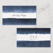 Waterverf Navy Stripes Strand Trouwplaats kaarten Plaatskaartje (Voorkant / Achterkant)