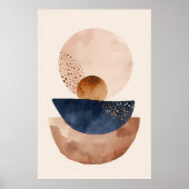 Waterverf Navy Terracotta Blush Abstracte Vormen Poster (Voorkant)