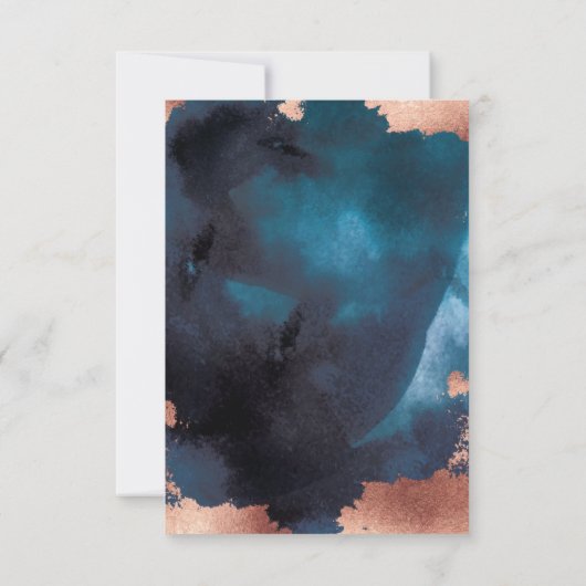 Waterverf Navy Wit Rose Goud Bruiloft QR Code RSVP Kaartje (Achterkant)