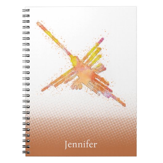 Waterverf Nazca Hummingbird Aangepaste naam Notitieboek (Voorkant)