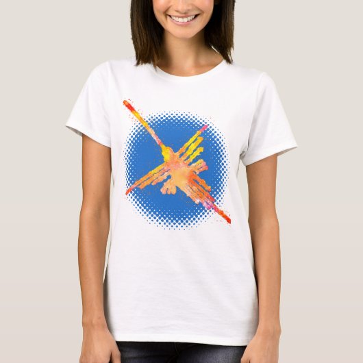 Waterverf Nazca Hummingbird in Blue Sky T-shirt (Voorkant)