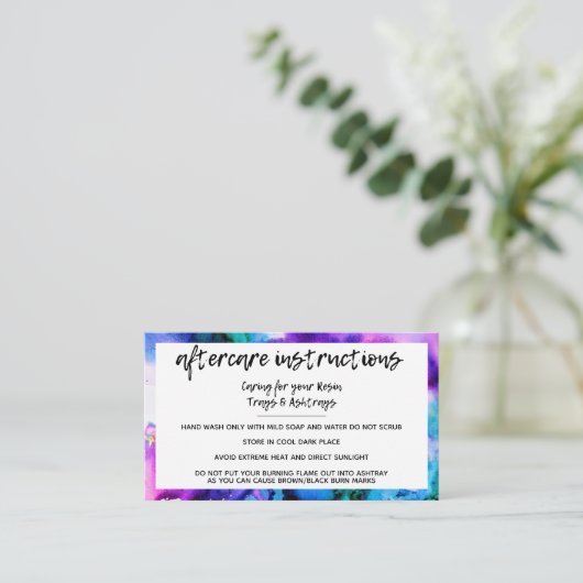 Waterverf Nazorginstructies 1 Visitekaartje (Staand voorkant)