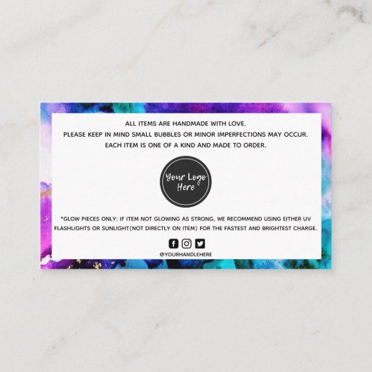 Waterverf Nazorginstructies 1 Visitekaartje (Achterkant)