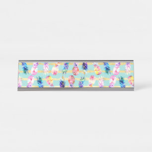 Waterverf Nebula ananassen Gold Stripes Design Bureau Naambordje