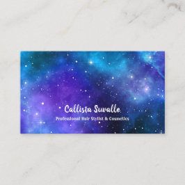 Waterverf Nebula Blauw en Paarse Galaxy Sjabloon Visitekaartje