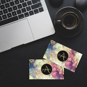 Waterverf nebula galaxy gold mandala modern visitekaartje