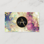 Waterverf nebula galaxy gold mandala modern visitekaartje (Voorkant)