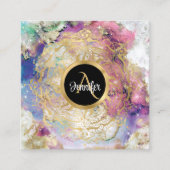 Waterverf nebula gold mandala modern monogramma vierkante visitekaartje (Voorkant)