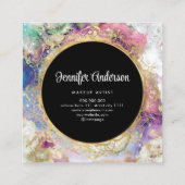 Waterverf nebula gold mandala modern monogramma vierkante visitekaartje (Achterkant)