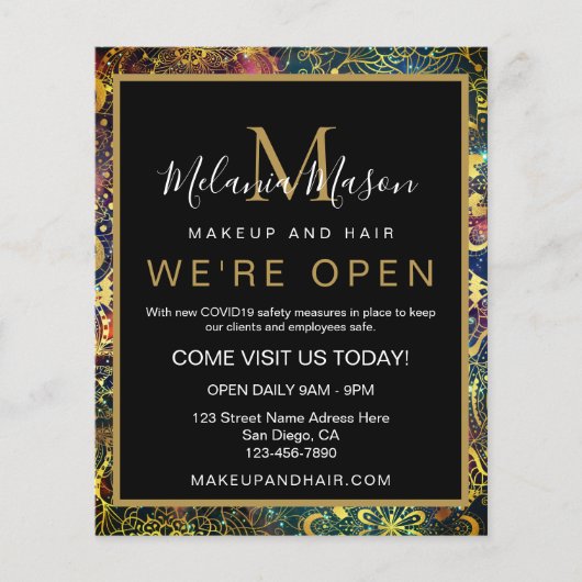 Waterverf nebula mandala gold flyer (Voorkant)