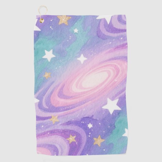 Waterverf Nebula Swirls Patroon ontwerp Golfhanddoek (Voorkant)