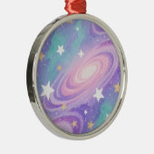 Waterverf Nebula Swirls Patroon ontwerp Metalen Ornament (Rechts)