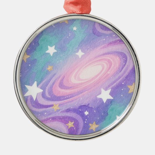 Waterverf Nebula Swirls Patroon ontwerp Metalen Ornament (Voorkant)