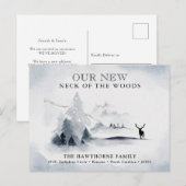 Waterverf 'Neck of the Bossen New Address' Aankondigingskaart (Voorkant / Achterkant)