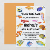 Waterverf Neem het aas Viste verjaardag Kaart (Voorkant / Achterkant)