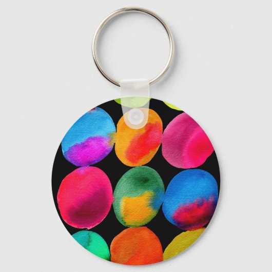 Waterverf neon spots pop kunst sleutelhanger (Voorkant)