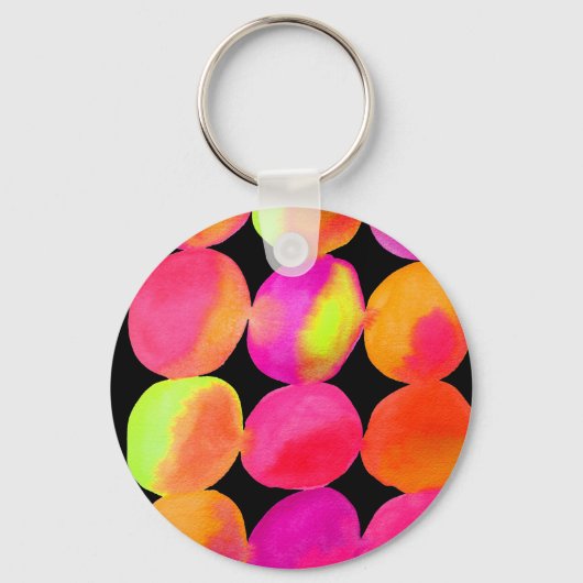Waterverf neon spots pop kunst sleutelhanger (Voorkant)