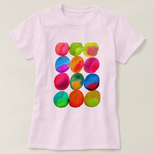 Waterverf neon spots pop kunst t-shirt (Design voorkant)