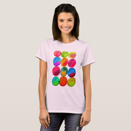 Waterverf neon spots pop kunst t-shirt (Voorkant volledig)