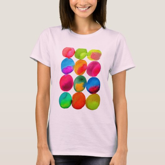 Waterverf neon spots pop kunst t-shirt (Voorkant)