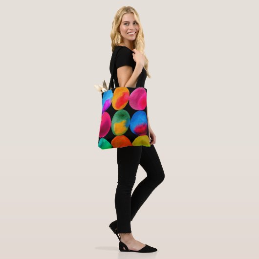 Waterverf neon spots pop kunst tote bag (Op model)